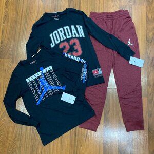 Nike Air Jordan Youth Boy Long Sleeve Shirt Pants Tracksuit 3pc Size M-10/12 NEW